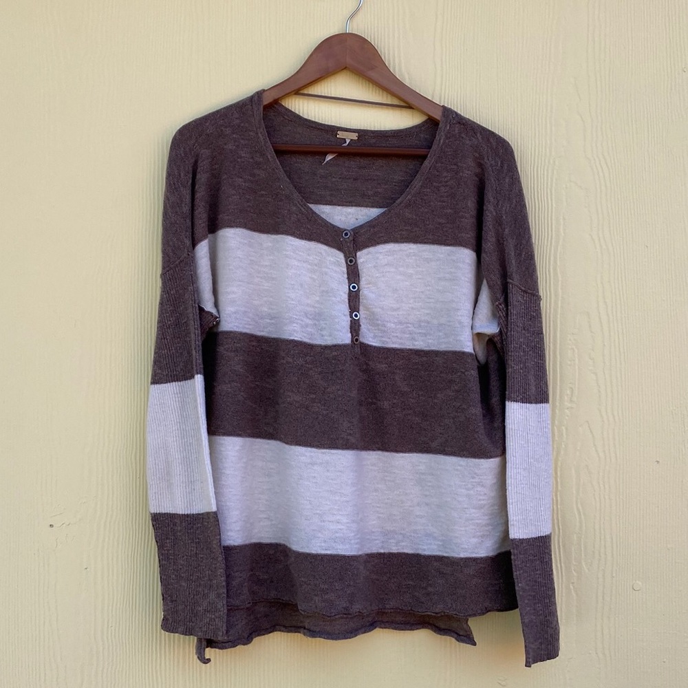 Free People Beach Top in Brown/White Size XS